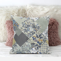 Sage Cream Floral Zippered Suede Throw Pillow
