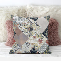 Peach Black Floral Zippered Suede Throw Pillow