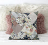 Peach Black Floral Zippered Suede Throw Pillow