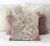 Red White Floral Zippered Suede Throw Pillow