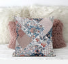 White Pink Floral Zippered Suede Throw Pillow