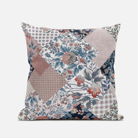 White Pink Floral Zippered Suede Throw Pillow