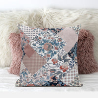 White Pink Floral Zippered Suede Throw Pillow