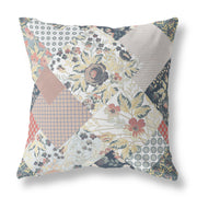 Peach Black Floral Indoor Outdoor Throw Pillow