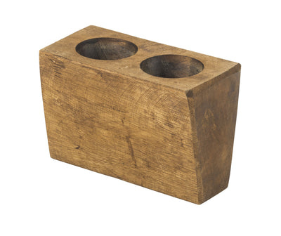 Rustic Brown Two Hole Tabletop Candle Holder