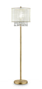 65" Gold Novelty Floor Lamp With White Drum Shade