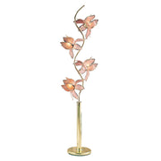 76" Gold and Pink Crystal Four Light Floral Floor Lamp