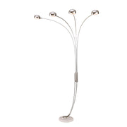 88" Steel Four Light Arched Floor Lamp With Silver Dome Shade
