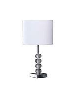 18" Silver Table Lamp With White Drum Shade
