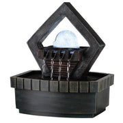 10" Brown Polyresin Geo and Pebbles Tabletop Fountain with LED Light