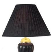 Set Of Three 64" Gold Ceramic Bedside Floor And Table Lamp Set With Black Empire Shade