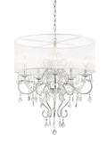 Glam Silver Faux Crystal Hanging Celing Lamp with See Thru Shade