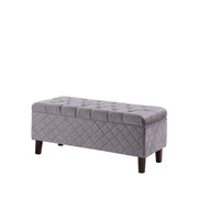 17" Dark Brown And Gray 100% Polyester Entryway Bench With Flip Top