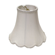 16" White Slanted Scallop Bell Monay Shantung Lampshade