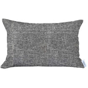 12" X 20" Grey And Black Solid Color Zippered Handmade Polyester Lumbar Pillow Cover