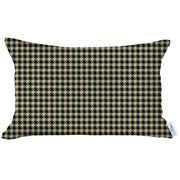 12" X 20" Yellow Houndstooth Zippered Handmade Polyester Lumbar Pillow Cover