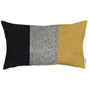 12" X 20" Black And Yellow Geometric Zippered Handmade Polyester Lumbar Pillow Cover
