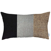 12" X 20" Black And Brown Geometric Zippered Handmade Polyester Lumbar Pillow Cover