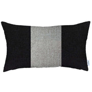 12" X 20" Black And Grey Geometric Zippered Handmade Polyester Lumbar Pillow Cover