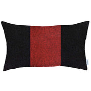 12" X 20" Black And Red Geometric Zippered Handmade Polyester Lumbar Pillow Cover