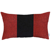 12" X 20" Black And Red Geometric Zippered Handmade Polyester Lumbar Pillow Cover