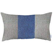 12" X 20" Grey And Blue Geometric Zippered Handmade Polyester Lumbar Pillow Cover