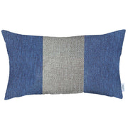 12" X 20" Blue And Grey Geometric Zippered Handmade Polyester Lumbar Pillow Cover