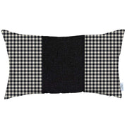 12" X 20" White And Black Houndstooth Zippered Handmade Polyester Lumbar Pillow Cover