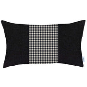 12" X 20" Black And White Houndstooth Zippered Handmade Polyester Lumbar Pillow Cover