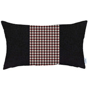 12" X 20" Black And Red Houndstooth Zippered Handmade Polyester Lumbar Pillow Cover