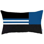 12" X 20" Blue Striped Zippered Handmade Polyester Lumbar Pillow Cover