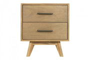 Natural Light Mocha Contemporary Nightstand with Two Drawers