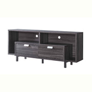 60" Ash Gray Particle Board And Mdf Cabinet Enclosed Storage TV Stand