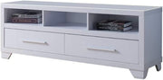 60" White Particle Board And Mdf Cabinet Enclosed Storage TV Stand