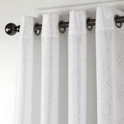 84" White Linework Textured Window Curtain Panel