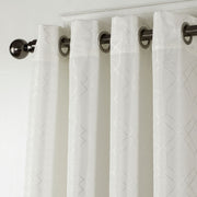 84" Ivory Linework Textured Window Curtain Panel