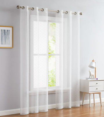 84” White Sprinkled Embellishment Window Curtain Panel