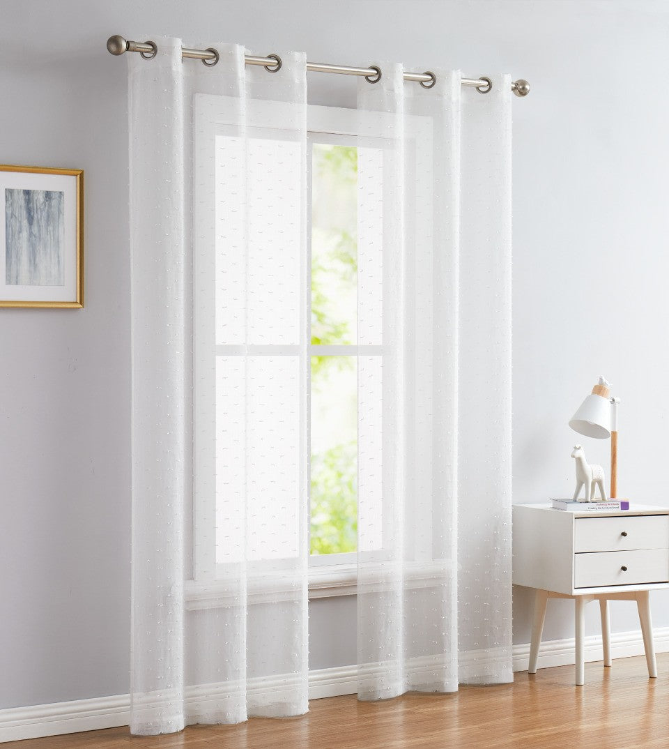 96” White Sprinkled Embellishment Window Curtain Panel