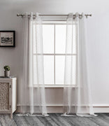 96” Gray Ribbon Embellished Window Curtain Panel