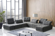 Mod Seven Piece Gray Fabric Moveable Back and Adjustable Sectional Sofa