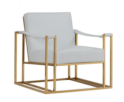 Stylish White Leatherette And Gold Steel Chair
