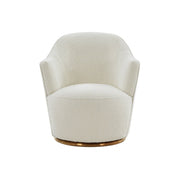 Stylish Sherpa And Gold Metal Swivel Chair