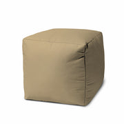 17" Cool Khaki Tan Solid Color Indoor Outdoor Pouf Ottoman