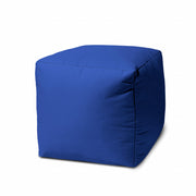 17" Cool Primary Blue Solid Color Indoor Outdoor Pouf Ottoman