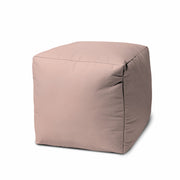 17" Cool Pale Pink Blush Solid Color Indoor Outdoor Pouf Ottoman