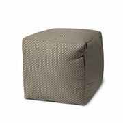 17" Taupe Polyester Cube Polka Dots Indoor Outdoor Pouf Ottoman