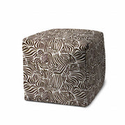 17" Black Polyester Cube Abstract Indoor Outdoor Pouf Ottoman
