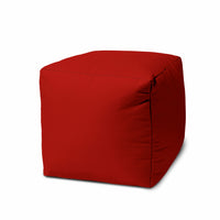 17" Cool Primary Red Solid Color Indoor Outdoor Pouf Cover
