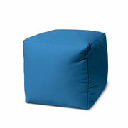 17" Cool Bright Teal Blue Solid Color Indoor Outdoor Pouf Cover