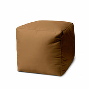 17" Cool Warm Mocha Brown Solid Color Indoor Outdoor Pouf Cover